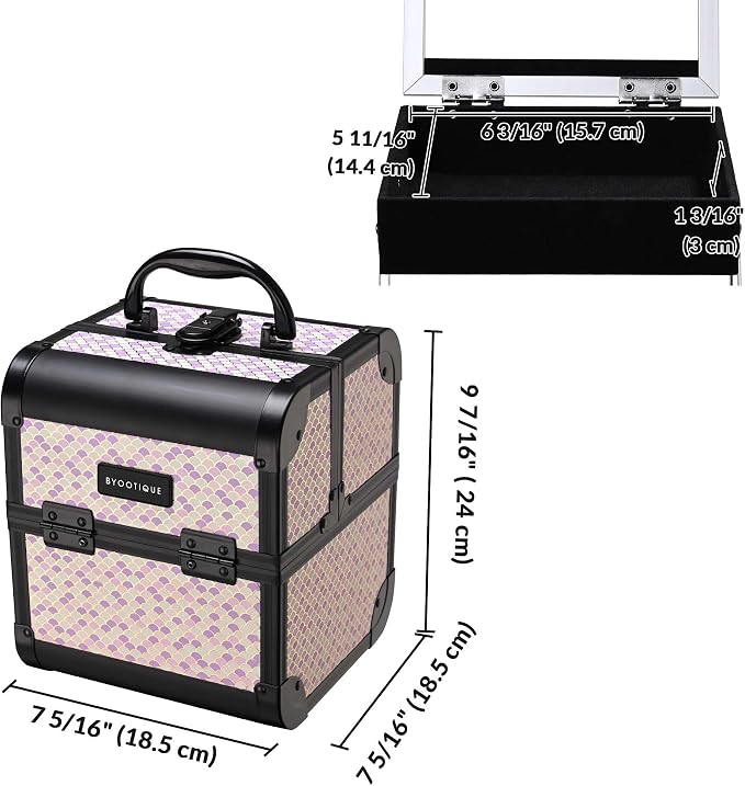 BYOOTIQUE 4in1 Cosmetology Case on Wheels w/Cosmetic Storage Makeup Artist | Aluminum Rolling Makeup Suitcase 360° Detachable Wheel Lockable Makeup Case Organizer w/ Mirror Nail Tech AD Tyrian - Image 8