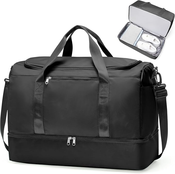 Extra Large Travel Duffel Bag, Carry-On Weekender Bags for Women Travel | Overnight Weekend Bag with Shoes Compartment for Travel Business Trips Sport Hospital by SYCNB