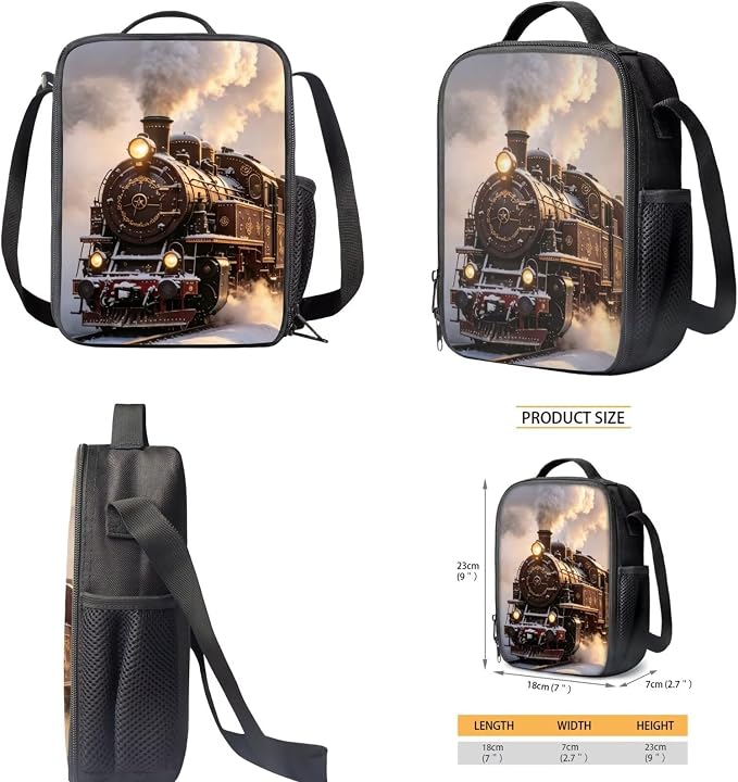 Steam Train Backpack with Lunch Box Kids Girls 6-8/8-10 Retro Bookbag for 2nd Grade Elementary School Back Pack and Lunchbox 4 in 1 Primary Schoolbag Set - Image 5