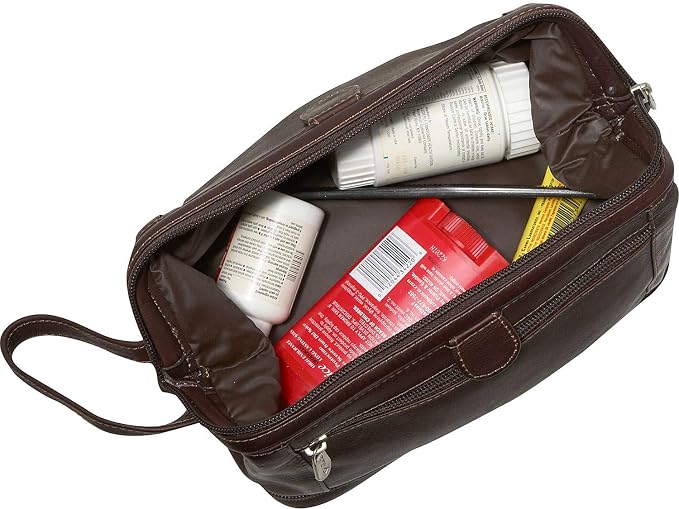 Piel Leather U Frame Utility Kit with Zip Bottom, Chocolate, One Size - Image 6