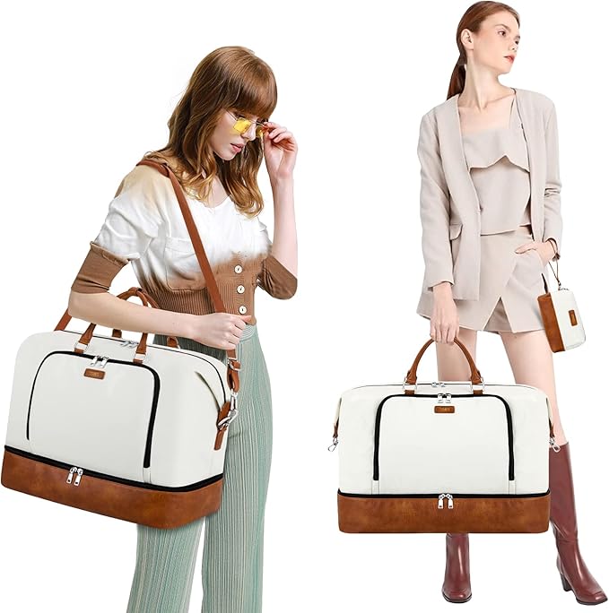 Travel Weekender Bag for Women, 21" Overnight Bag with Shoe Compartment 50L Large Travel Duffel Bag Carry On Tote for Weekend, Overnight, Business Trips, Water Resistant - Image 2