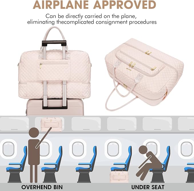 Large Women's Travel Duffle, Weekender with Shoe Compartment, Carry On Overnight Bag, Gym Duffel with Wet Pocket, Hospital Bags for Labor and Delivery 3 PCS Set - Image 5