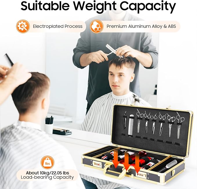 DNYSYSJ Barber Carrying Case Barber Case, Stylist Tool Box Professional Salon Hair Cutting Grooming Kit Storage Organizer for Clippers, Scissors, Barber Supplies (A) - Image 6
