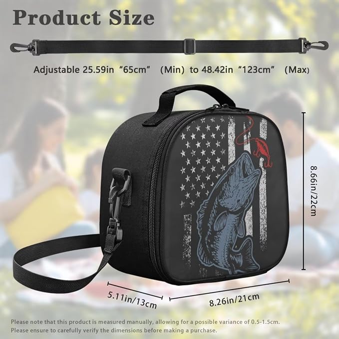 USA Flag Bass Fishing Boys Backpack Set 4-Piece, Patriotic Bookbag with Lunch Box Pencil Case for Elementary School Kids, Water Resistant School Bag for Ages 6-12, Grades 1-5 - Image 5