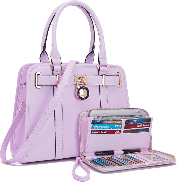 Qiyuer Structured Satchel Tote Handbags Set Women Purses with RFID Wallet | Premium, Sturdy, Spacious, Chic for Daily & Work, Vegan PU Leather, Multi-way Carry, Large Capacity RFID Wallet, Ideal Gift by QIYUER