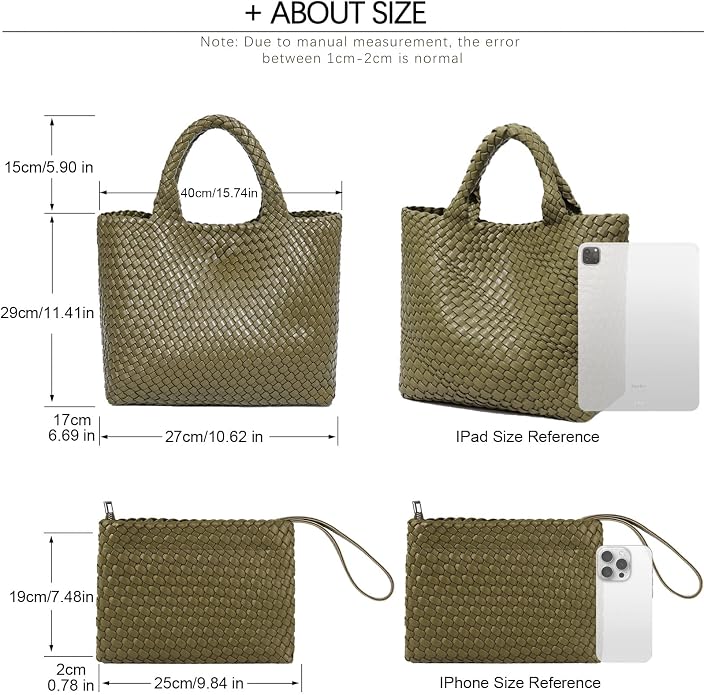 JINMANXUE Fashion Woven Bag Shopper Bag Travel Handbags and Purses Women Tote Bag Large Capacity Shoulder Bags - Image 3
