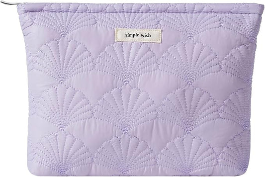 RSRSLEII Quilted Cotton Coquette Makeup bag, Coastal Granddaughter Aesthetic Cosmetic Bag, Cute Seashell Portable Travel Toiletry Pouch (09 Purple) by RSRSLEII