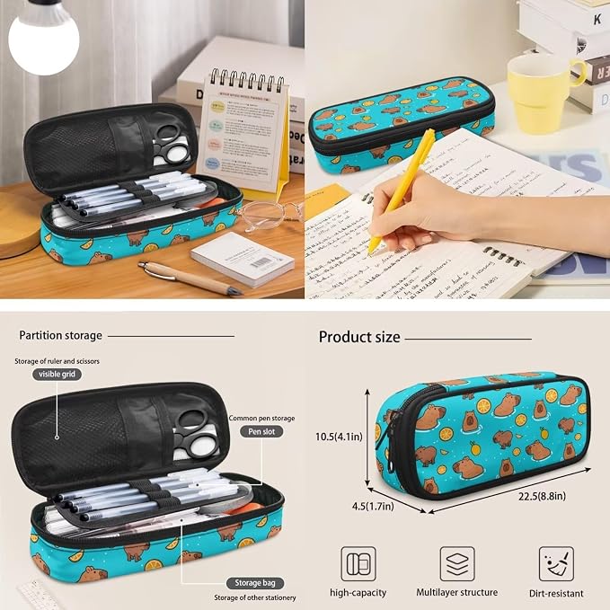 Capybara Backpack for School with Lunchbox and Pencil Case Kawaiian Backpacks for Girls Boys 17 Inch Kid's Schoolbag for Elementary Middle High School, 3 Piece - Image 5