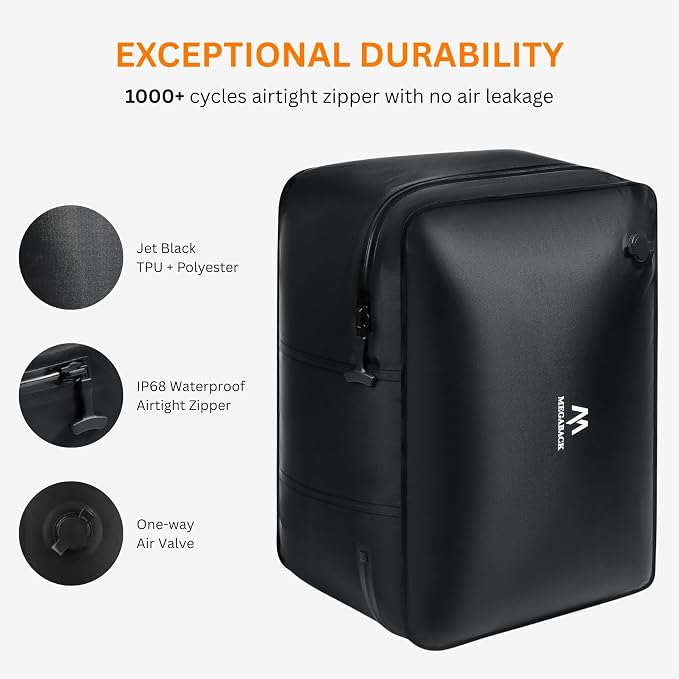 Travel Vacuum Bags for Luggage with Pump, Reusable Vacuum Seal Bags for Clothing, IP68 Waterproof, Top-open Design, Fits 20/24/28 Inch Suitcase (1PC+Pump, 43L) - Image 5