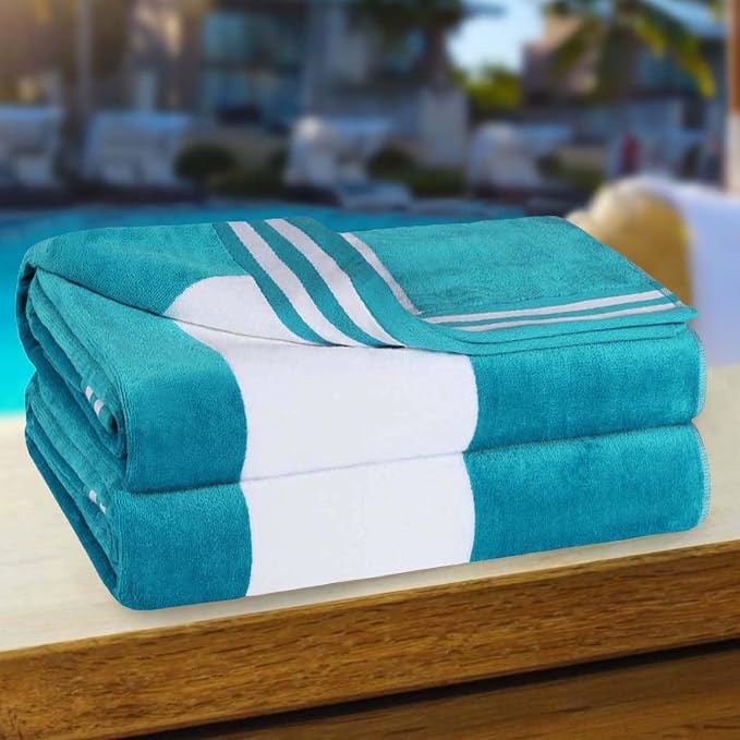 Superior Oversized Beach Towel, Turquoise (Set of 2) - Image 4