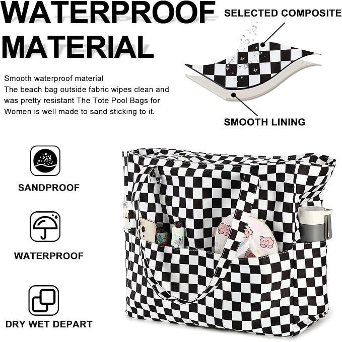 Bluboon Waterproof Beach Tote Pool Bags for Women Ladies Extra Large Carry On Bag With Wet Compartment for Weekender Travel - Image 8