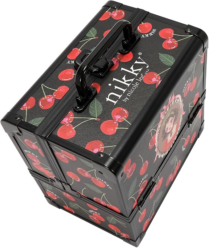 Nicole Lee Nikky Bag Multi-Tier Cosmetic Organizer Case, EIFFEL DREAMS, PVC and Aluminum Frame (CHERRY LIPS BLACK) - Image 6