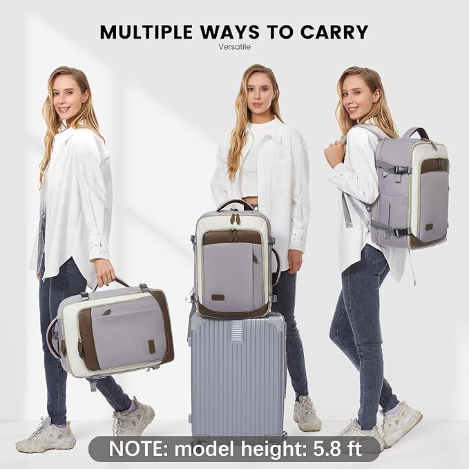 LOVEVOOK Travel Backpack for Women, 40L Carry On Backpack with 3 Packing Cubes,TSA Personal Item Travel Bag Airline Approved, Water Resistant Weekender Overnight Luggage Daypack, Fits 17 Inch Laptop - Image 6