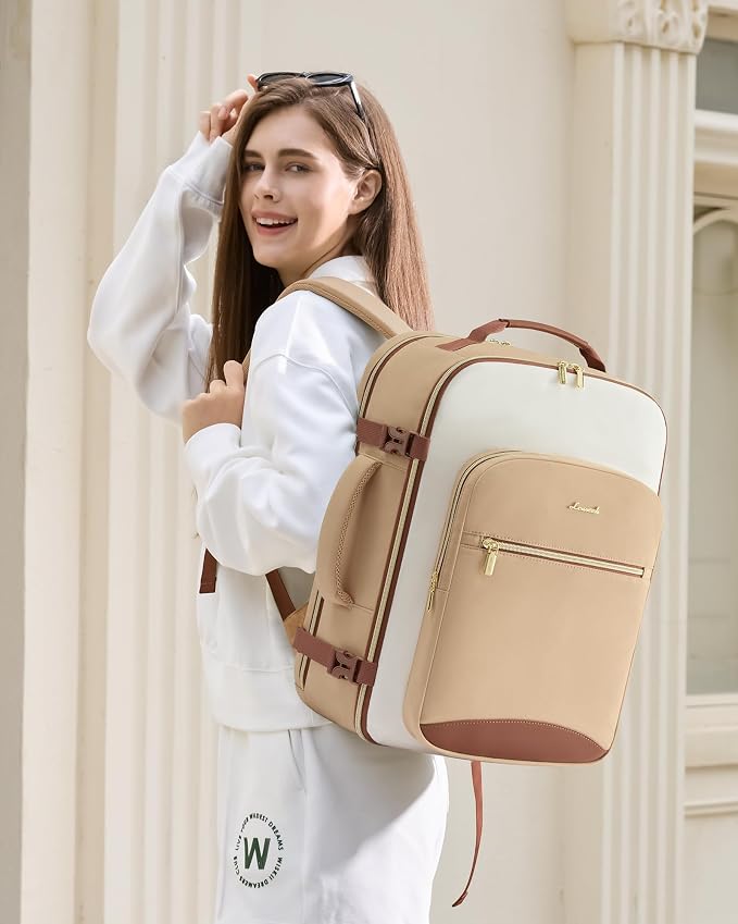 LOVEVOOK 50L Large Travel Backpack for Women, Carry on Backpack Airline Approved, Waterproof Travel Essentials fits 18" Laptop, TSA Personal Item Travels Bag Sports Backpack with 3 Packing Cubes - Image 2