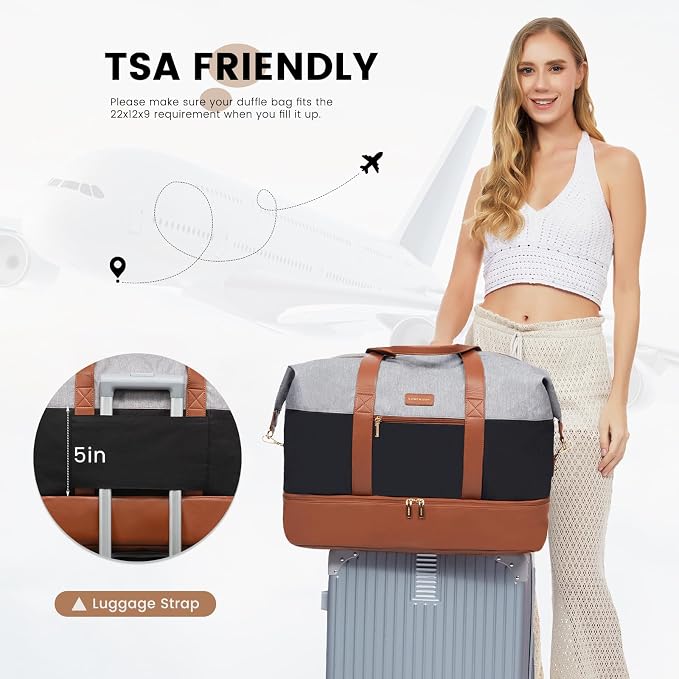 LOVEVOOK Weekender Bag for Women, Large Duffle Bag for Travel with 2 Packing Cubes, Carry on Overnight Bag with Shoe Compartment, Mom Hospital Bags for Labor and Delivery - Image 4