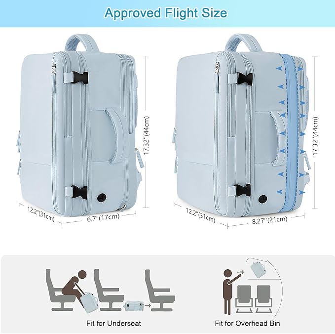 Sinaliy Large Expandable Travel Backpack for Men and Women, 17 Inch Laptop, Waterproof, Casual, College, Business, Hiking, Camping | Waterproof Large Expandable College Bookbag, as Person Item Flight Approved with Anti Theft Pocket and Wet Pocket, Ligh... - Image 5