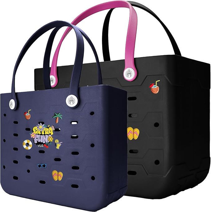 2-Pack Large Beach Bags XL & M Waterproof Tote, Sandproof, Washable- Essentials: Pool, Boat, Sports, Groceries by Unknown