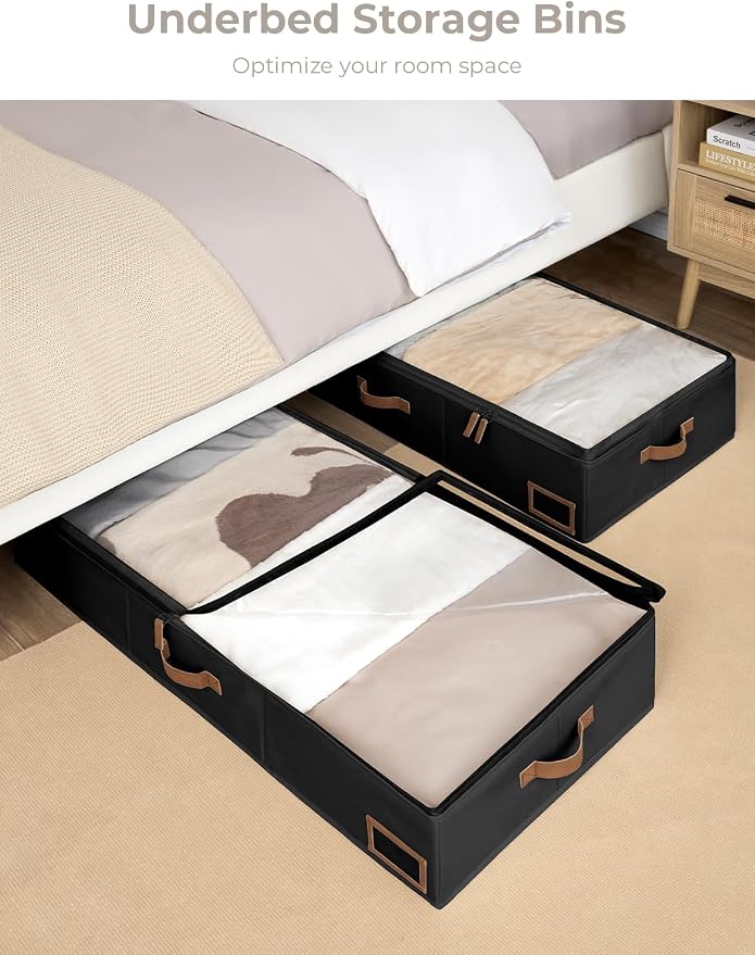 StorageWorks Extra Large Under Bed Storage Containers with Handles and Label Holder, 2 Pack Ultra-thick Fabric Underbed Bins, Closet Organizer for Clothes, Blankets, Sweater - Image 5