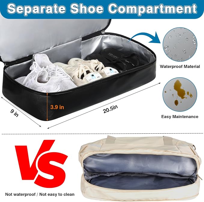 ITIEZY Weekender Overnight Bag for Women - Large Travel Duffel Bag with Shoe Compartment, Gym Duffel Bag Hospital Bag Carry On Tote Bags for Airplanes with Crossbody Bag Toiletry Bag 3Pcs Set - Image 4
