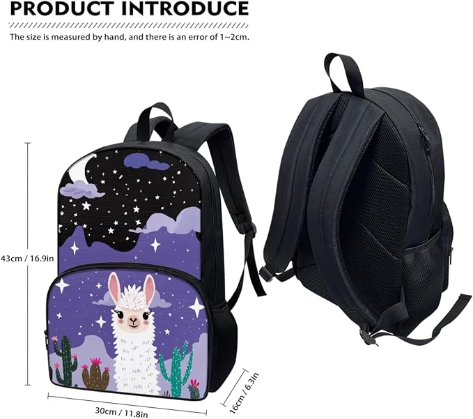 3Pcs Cute Alpaca Cactus Backpack Sets, Kids Bookbag Primary School Daypack Elementary Students Knapsack with Insulated Lunch Box Pencil Case for Teens Girls - Image 5