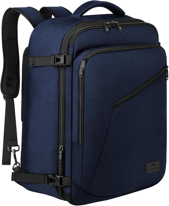 MATEIN Weekender Backpack, Large Capacity Travelling Suitcase Backpack | Expandable Flight Approved Business Carry on Daypack for International Travel, Adjustable Shoulder Strap, Blue by MATEIN