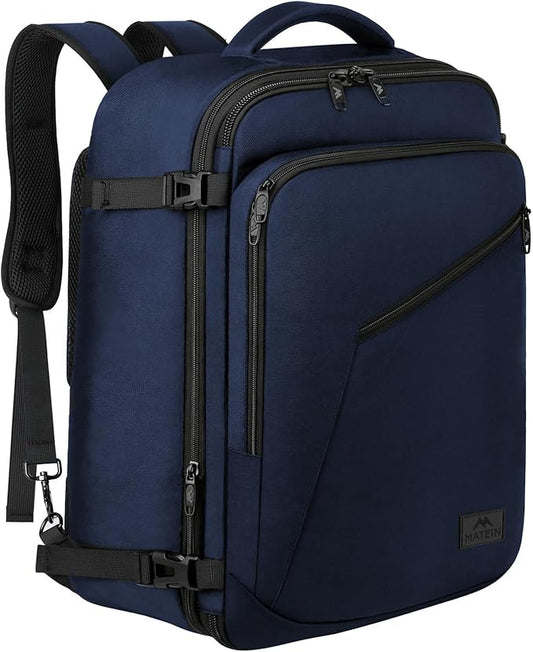 MATEIN Weekender Backpack, Large Capacity Travelling Suitcase Backpack | Expandable Flight Approved Business Carry on Daypack for International Travel, Adjustable Shoulder Strap, Blue by MATEIN