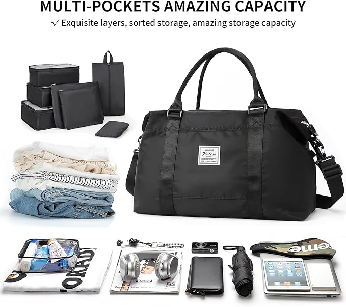 Travel Duffel Bag, Carry On Overnight Weekender Bags for Women | Travel Bag with Wet Pocket & Trolley Sleeve, For Spirit Airlines 18x14x8 Personal Item Bag - Image 2