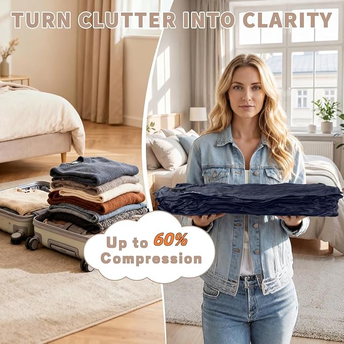 ONTYZZ Travel Vacuum Compression Bags, IPX8 Waterproof Luggage Space Saver Bags, Reusable TPU Vacuum Seal Bags for Travel Clothes Storage, 1 Pack Dark Blue - Image 4