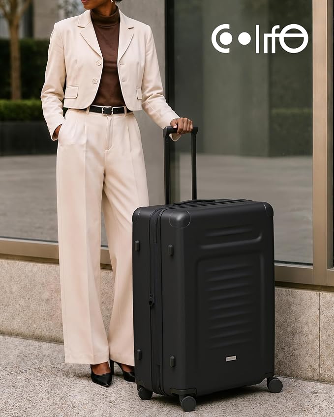 Coolife Checked Suitcases Luggage: Large Travel Luggage with Spinner Wheels Expandable Hardside Suitcases with TSA Lock,29 Inch Black - Image 9