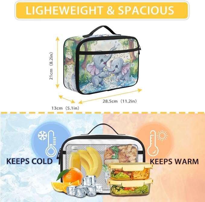 Elephant School Backpack for Teen Girls 10-12 with Lunch Box Cute Backpacks for Middle School Kids with Lunch Bag and Pencil Case 17 Inch School Bag Lunchbox Set - Image 4