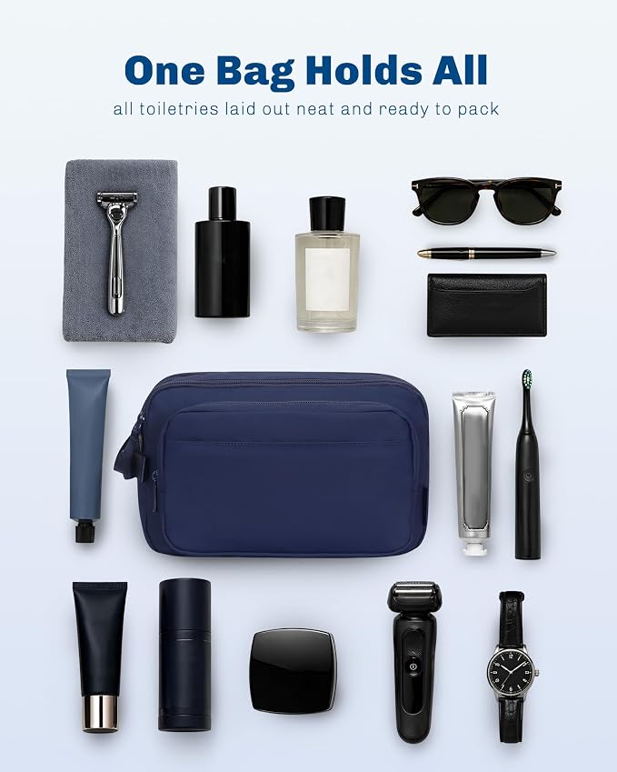 Hynes Eagle 9L Large Toiletry Bag for Men Women Durable Travel Shaving Dopp Kit Water-Resistant Makeup Bag Organizer Case for Grooming Accessories Navy Blue - Image 9