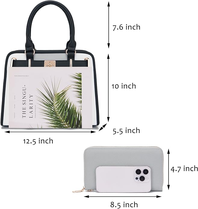 Qiyuer Structured Satchel Tote Handbags Set Women Purses with RFID Wallet | Premium, Sturdy, Spacious, Chic for Daily & Work, Vegan PU Leather, Multi-way Carry, Large Capacity RFID Wallet, Ideal Gift - Image 3