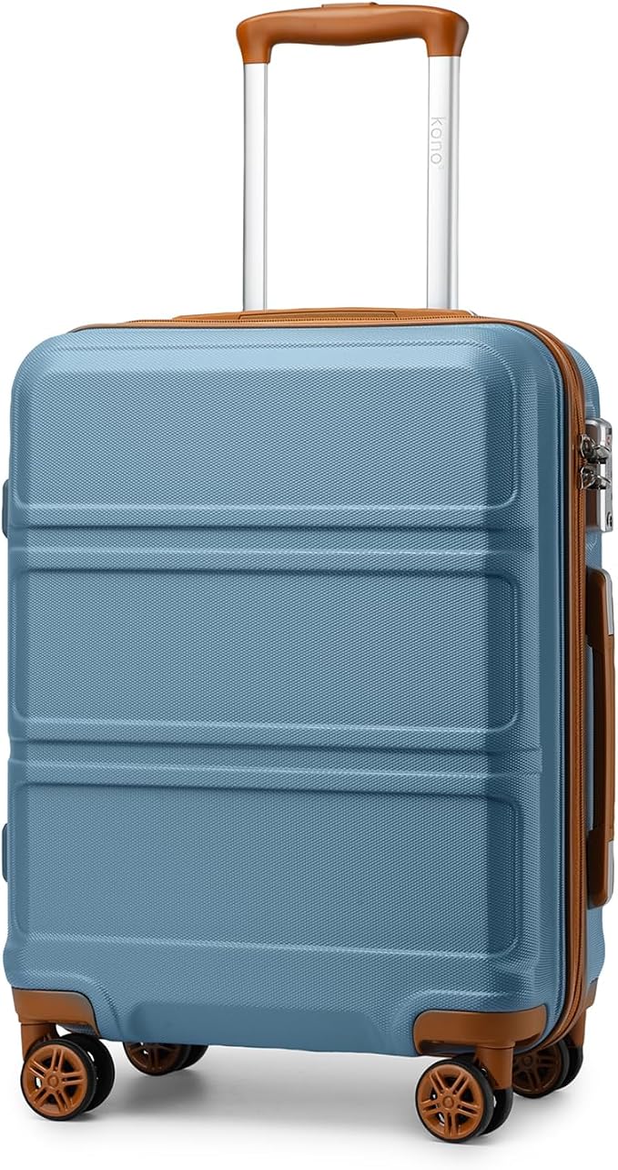 Kono Carry On Luggage 22x14x9 Airline Approved with Spinner Wheels | Lightweight PC+ABS 20 Inch Luggage with TSA Lock,Expandable Hard Shell Carry On Suitcases for Men Women,Apricot Blue by Kono