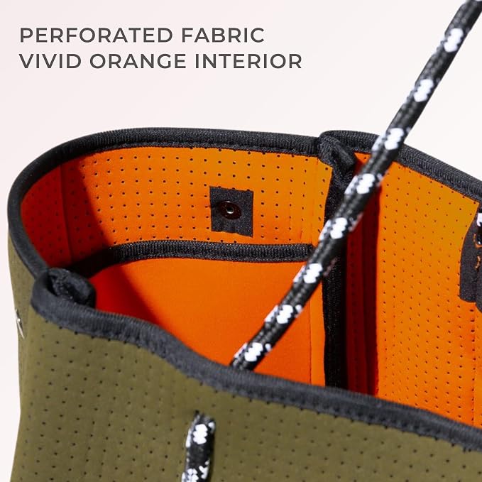 POPUPS Large Neoprene Tote Bag for Women - Everyday Designer Handbag for Travel Work and Beach with Pockets and Zipper Pouch - Image 5
