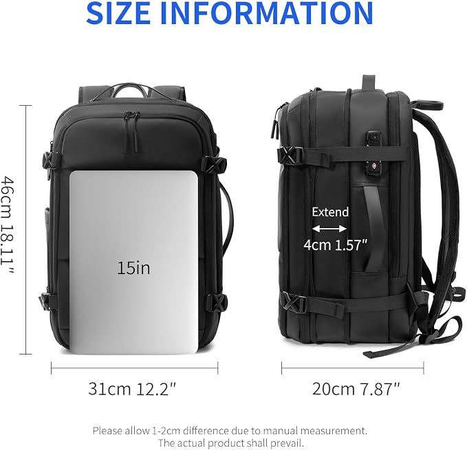 Vacuum laptop bag Compression Backpack Expandable, TSA-Approved Carry-On Water-Resistant Design for Travel with air pump (Built in pump, Large) - Image 6