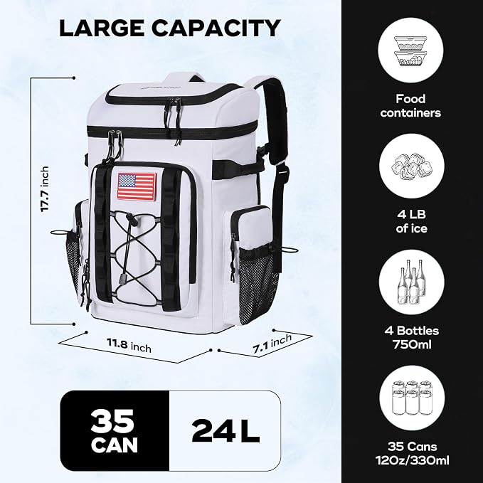Maelstrom 35/50 Can Insulated Backpack Cooler, Leakproof Soft Lunch Ice Bag | Keeps Food Cold For 16h, Peva Liner, Durable Nylon, Ergonomic Padding. Perfect For Men, Women, Camping, Beach, Hiking, Travel - Image 4