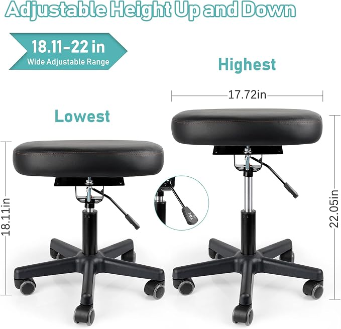 Lilithye Footrest Stool Under Desk Adjustable Height and Tilt Angle Footrest Ottoman Ergonomic Foot Stool with Wheels 360° Rolling for Home Office (New Black) - Image 2