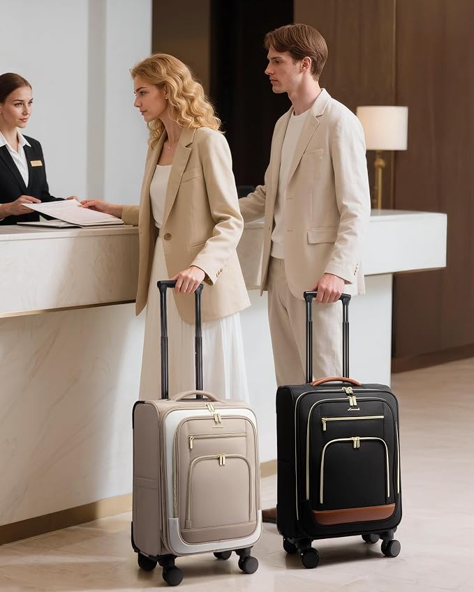 LOVEVOOK 49L Carry on Luggage 22x14x9 Airline Approved, 22 Inch Large Rolling Suitcase with Suit Folder & Spinner Wheels, Lightweight Underseat Carryon Luggage for Women Travel Business with TSA Lock - Image 2