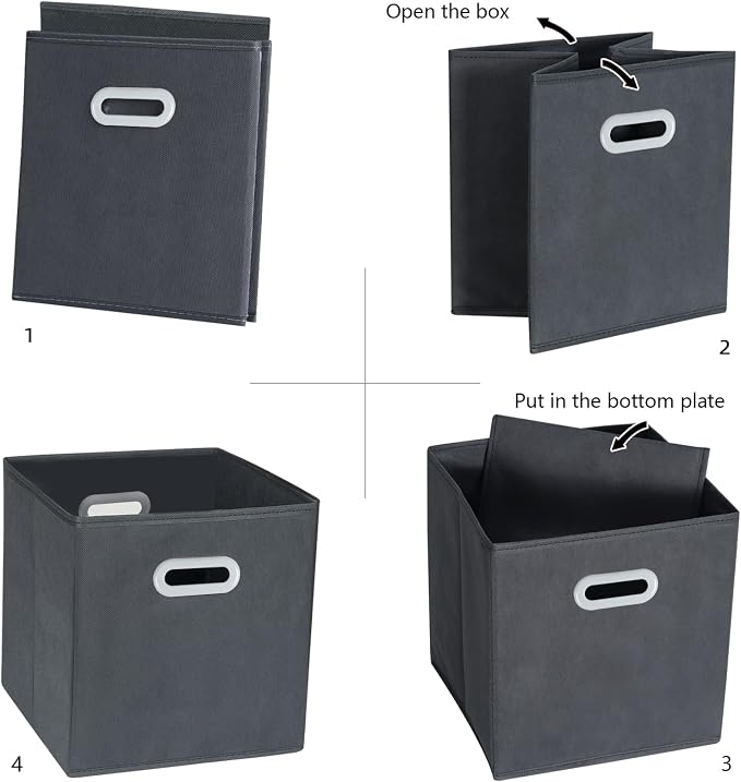 Fabric Cloth Storage Bins,Fabric Cube Organizer with Dual Handles Foldable Cube Storage Baskets for Home Bedroom Storage,Set of 3, Gray - Image 5