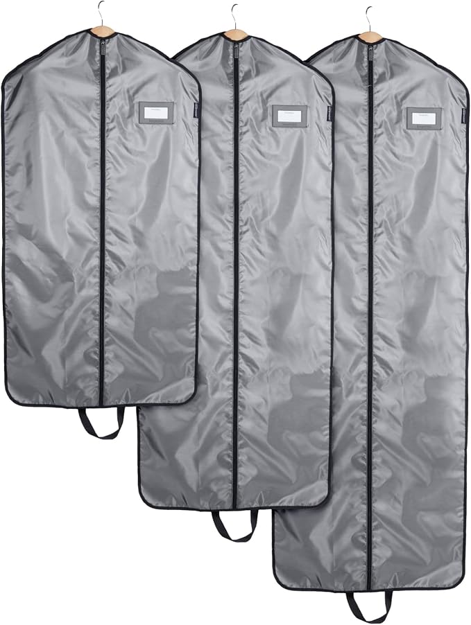 Covermates Keepsakes Garment Bag Set for Closet Storage and Travel – Breathable Suit and Dress Bags with ID Window and Carrying Handles – Heavy-Duty Hanging Wardrobe Protection Set, Grey by Covermates