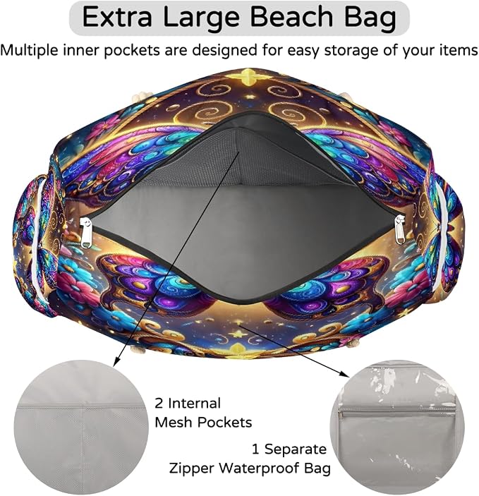 Large Beach Bag with Zipper Beach Bags for Women Water Resistant Swim Pool Bag - Image 6