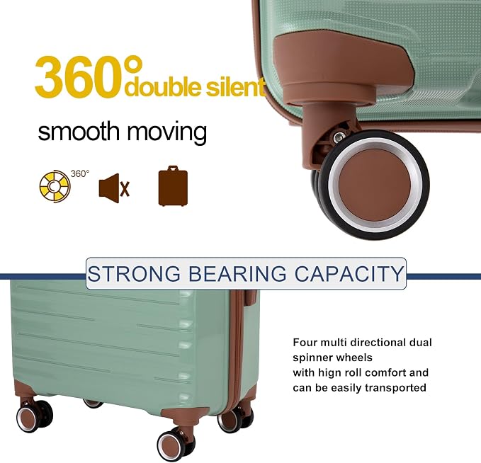 Travelhouse Luggage Sets 5 Piece with Double Spinner Wheels,PP Hardside Suitcase Sets with TSA Lock,Carry On Luggage Set with Travel Duffle Bag for Women and Men - Image 4