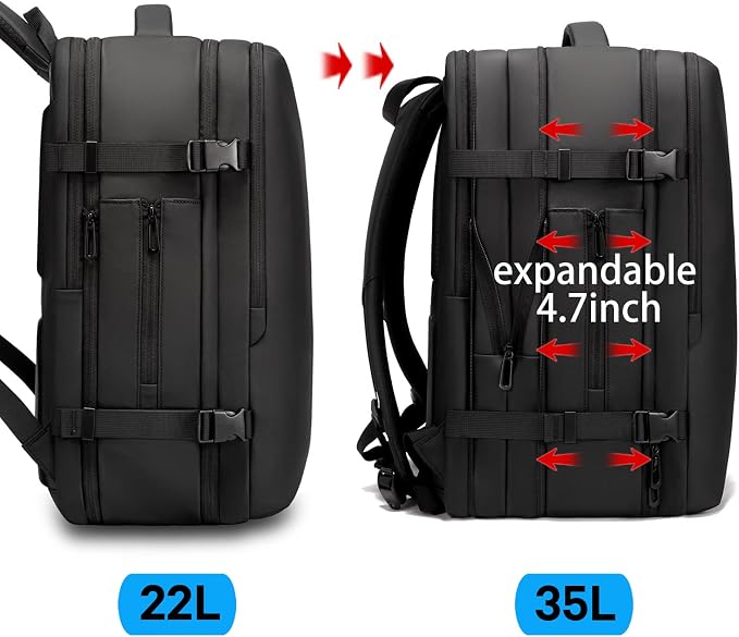 BANGE 35L Men's Expandable Laptop Backpack for 17.3Inch Laptop, Carry On Backpack Fits Under Seat Airline Approved, Personal Item Travel Bag for Men… - Image 3