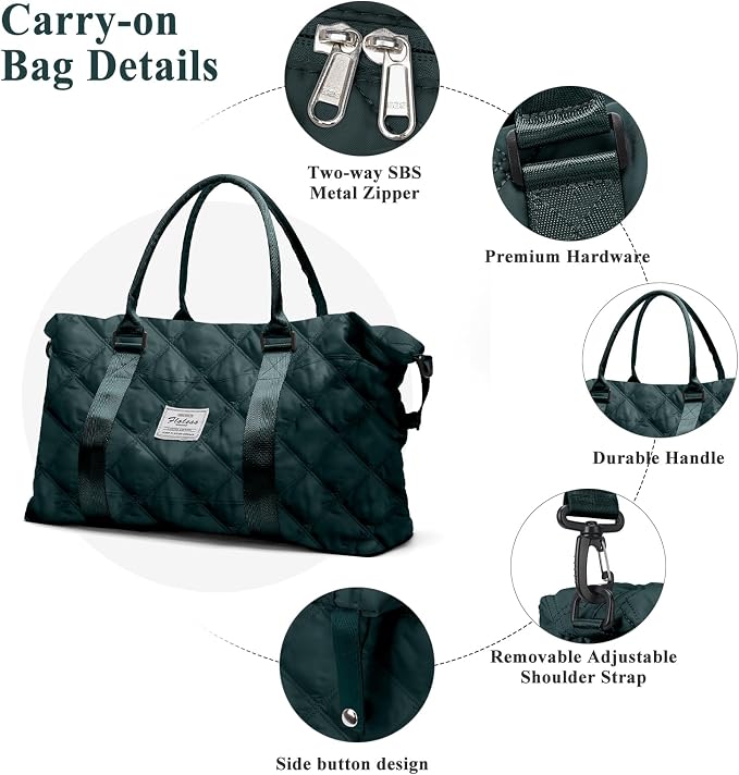Travel Duffel Bag, Carry On Overnight Weekender Bags for Women | Travel Bag with Wet Pocket & Trolley Sleeve, For Spirit Airlines 18x14x8 Personal Item Bag - Image 6