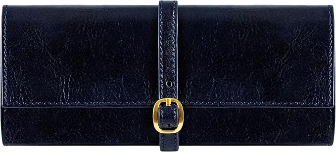 Time Resistance Leather Jewelry Roll - Full Grain Leather Travel Jewelry Case - Jewellery Organizer Made in Italy (Blue) by %E2%80%8E