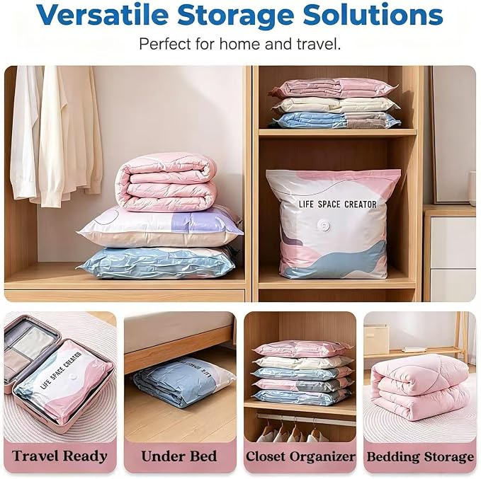 Pump-Free Compression Bags, Jumbo Airtight Storage for Comforters & Bedding (5 PCS, Medium) - Image 7