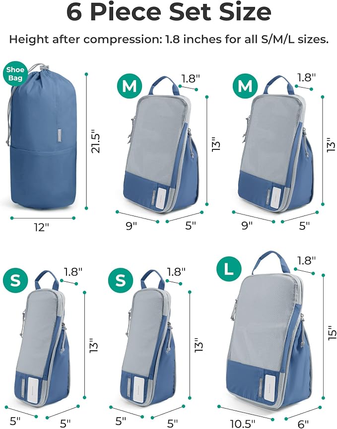 BAGSMART 6 Set /4 Set/2 Set Compression Packing Cubes for Travel, Lightweight Luggage Organizer Bags, Durable Space Saver Bags Travel Essentials - Image 3