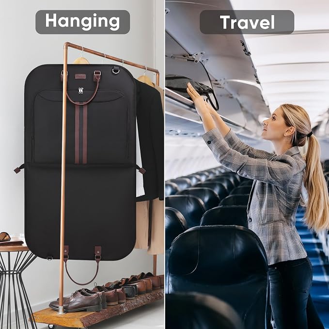 BALEINE Travel Garment Bag, Travel Suit Bag for Men, Water Resistant Carry on Garment Bag for Hanging Clothes, Garment Duffel Bag for Travel Business (Black, 42") - Image 6