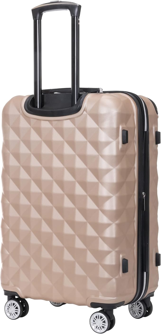 Kenneth Cole REACTION Diamond Tower Collection Lightweight Hardside Expandable 8-Wheel Spinner Travel Luggage, Rose Champagne, 24-Inch Checked - Image 5