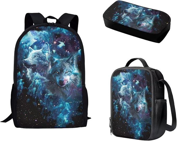 AFPANQZ Kids Backpack 3 Pieces Set Large Capacity School Bags with Heat Insulated Lunch Bags Small Pencil Bags 3 Pack by AFPANQZ